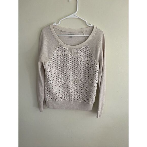 Dr Halogen Crewneck Pullover Sweater Beige Cream light Gray long sleeve Size sm - Picture 1 of 3